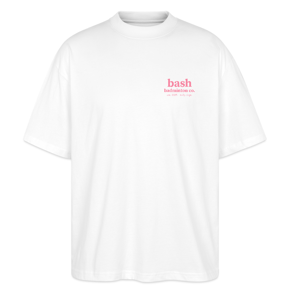 Badminton Oversize T-Shirt - Sunday Coffee Club Rosa - Weiß