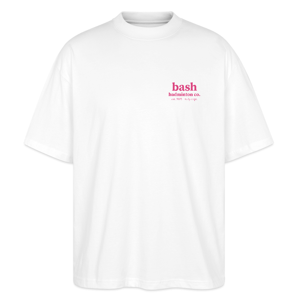 Badminton Oversize T-Shirt - Sunday Coffee Club Pink - Weiß