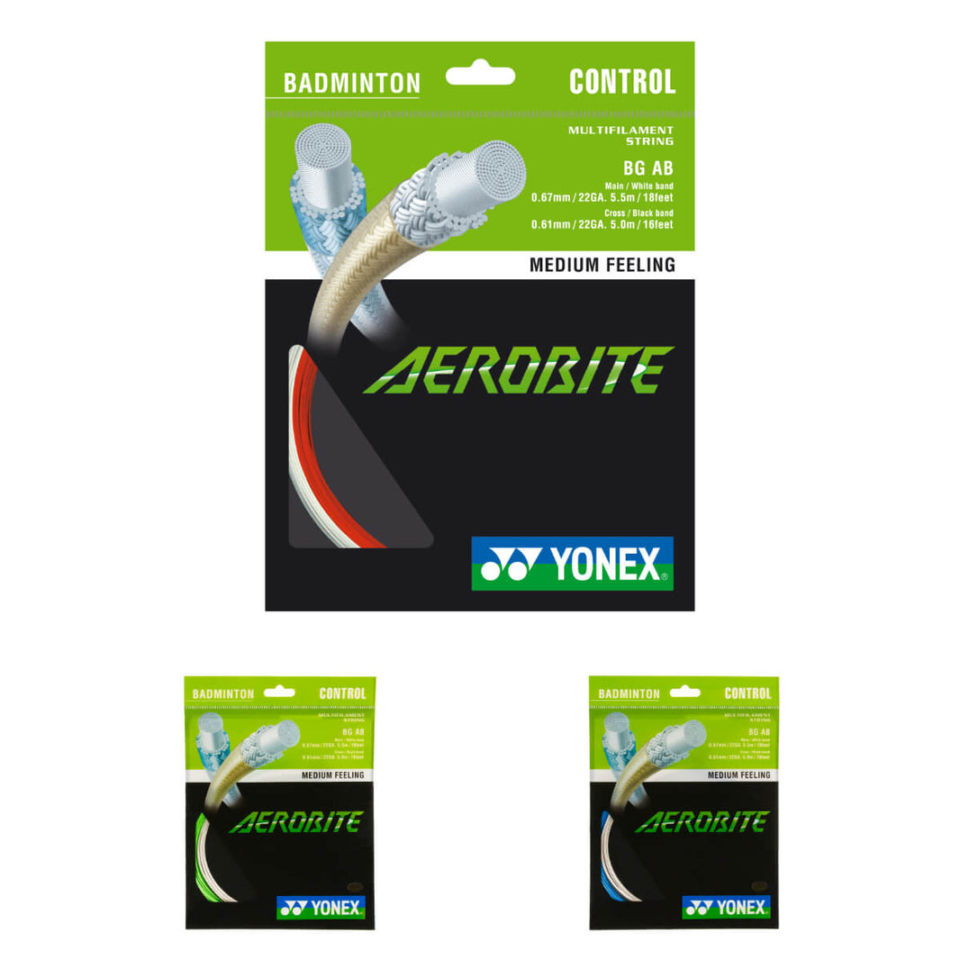 Yonex Aerobite Hybrid blanc/vert 10m Set 0.61/0.67 cordage de badminton