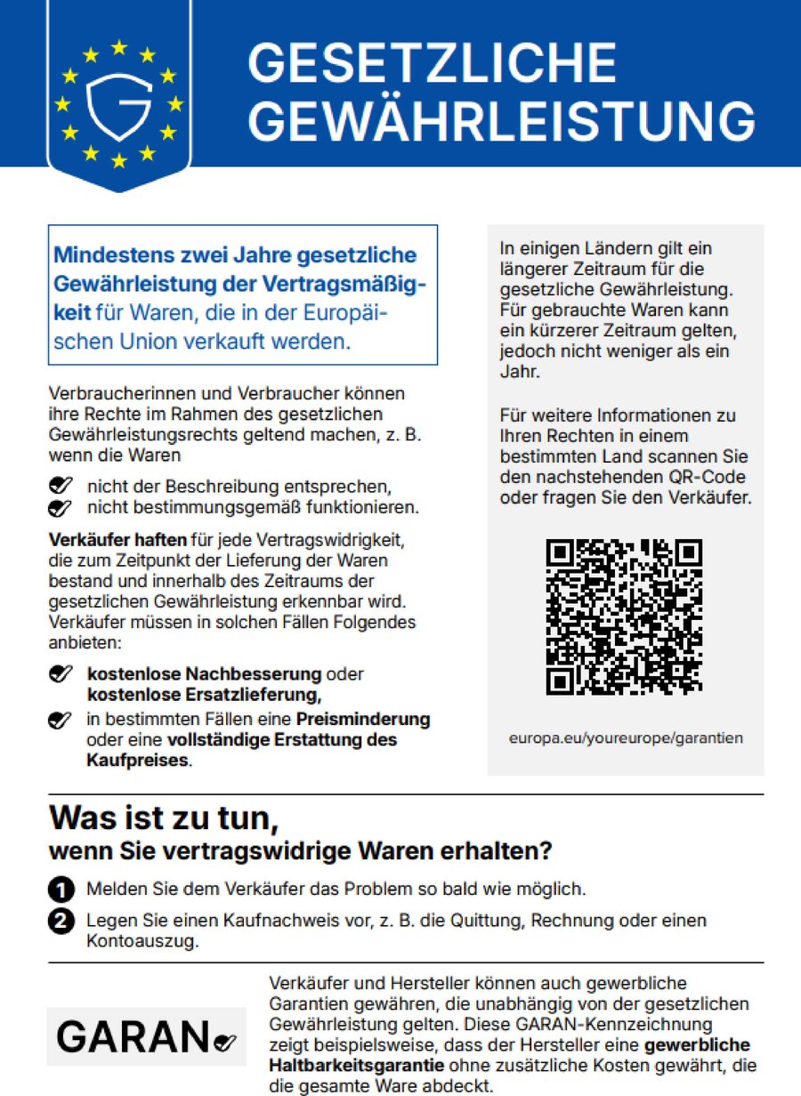 Offizielle EU-Mitteilung zur gesetzlichen Gewährleistung