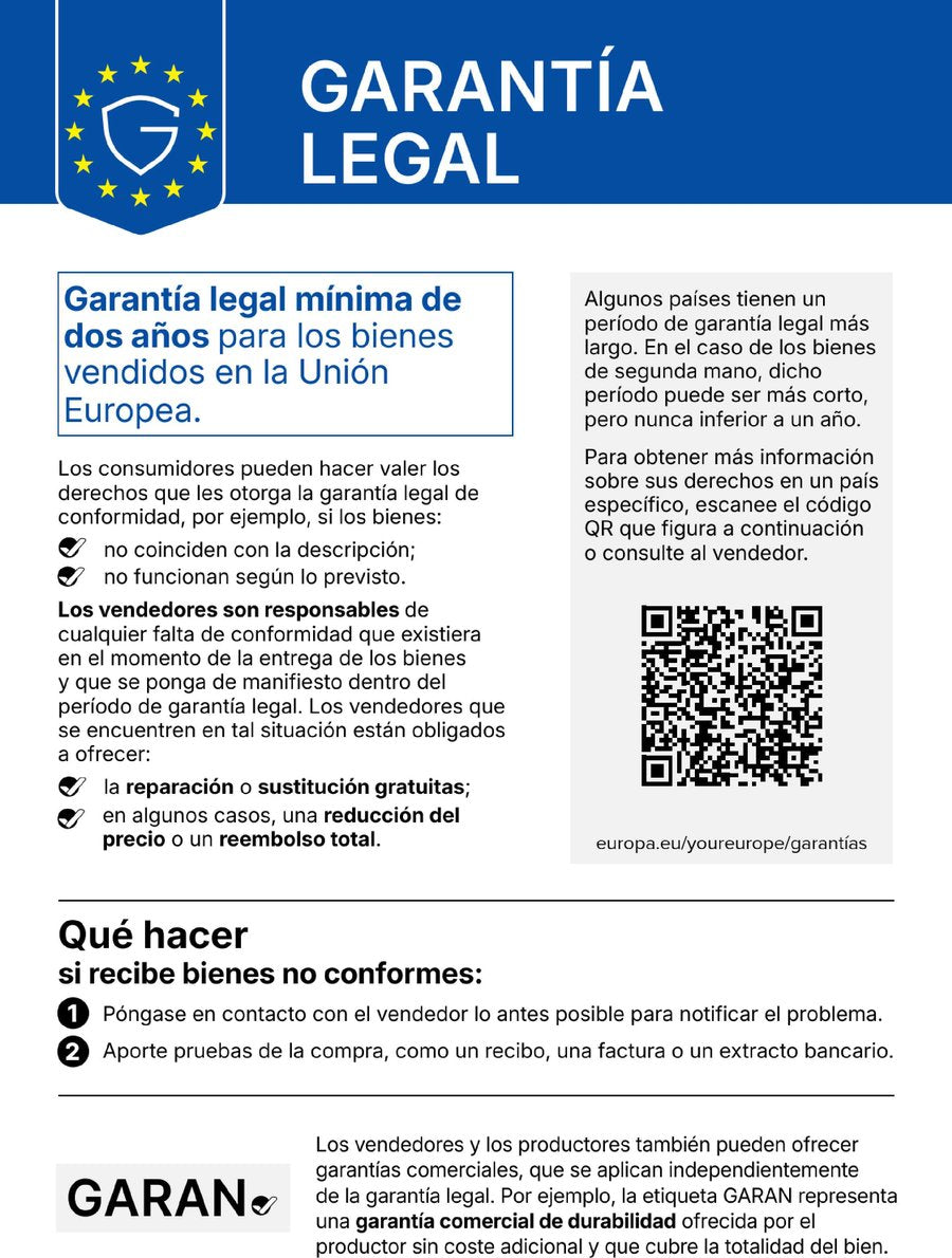 Aviso oficial de la UE sobre la garantía legal