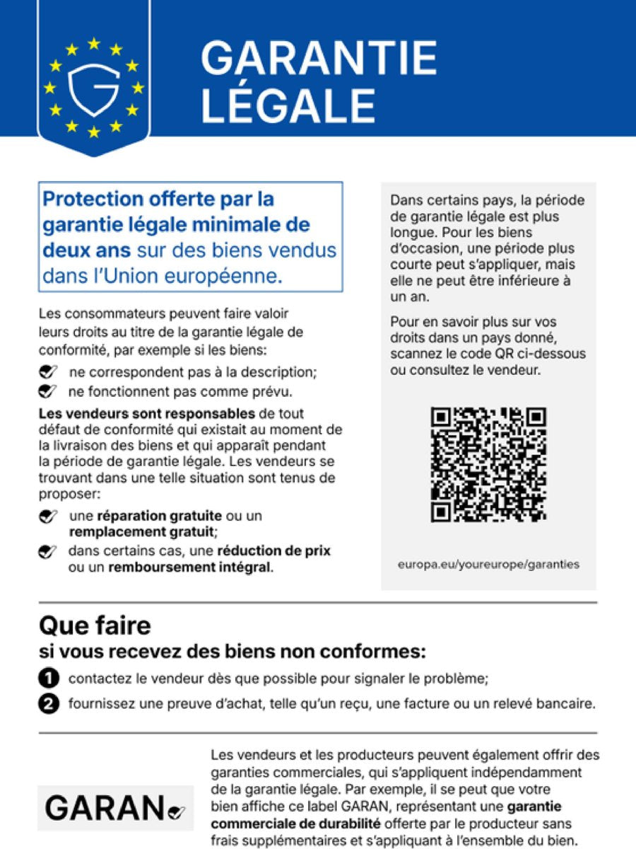 Avis officiel de l’UE sur la garantie légale