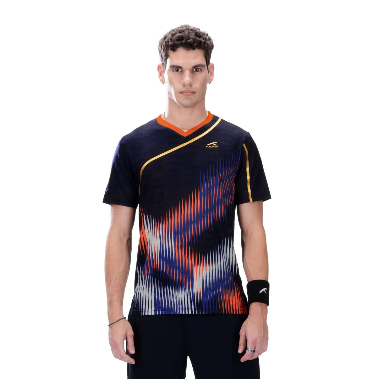 Hundred Performance Badminton T-Shirt - Marineblau/Orange