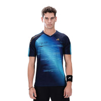 Hundred Performance Badminton T-Shirt - Marineblau/Türkis