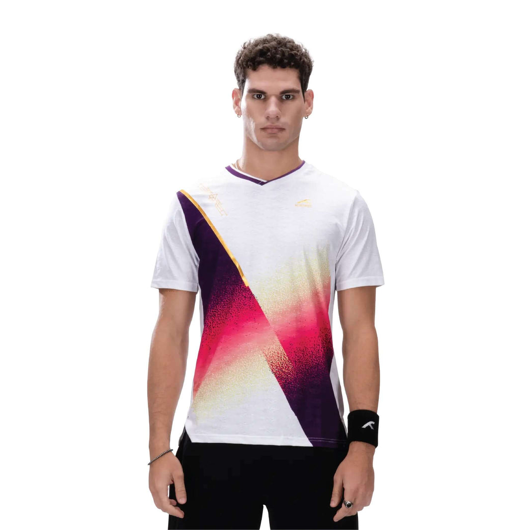 Hundred Performance T-shirt da badminton - Bianco/Viola