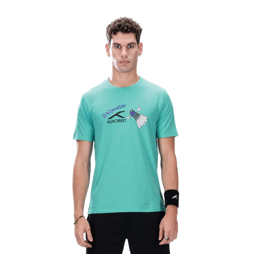 Hundred Logo T-shirt de badminton - Turquoise/Multicolore