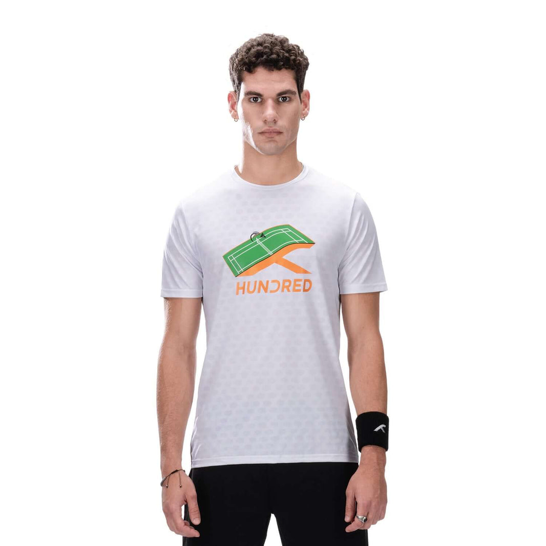Hundred Logo Badminton T-Shirt - Weiß/Grün