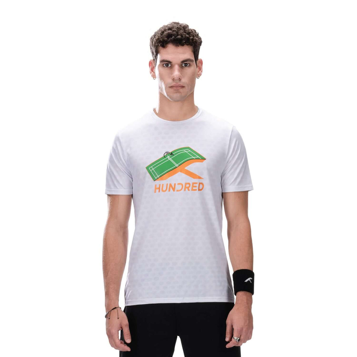 Hundred Logo Badminton T-Shirt - Weiß/Grün