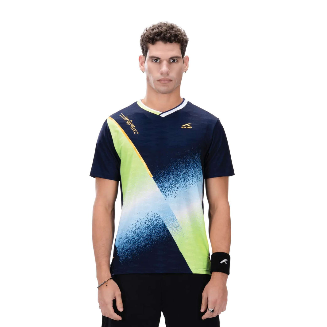 Hundred Performance T-shirt da badminton - Blu marino/Verde