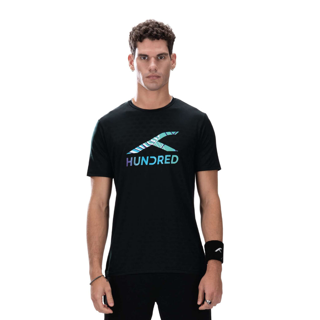 Hundred Logo T-shirt da badminton - Nero/Rosa