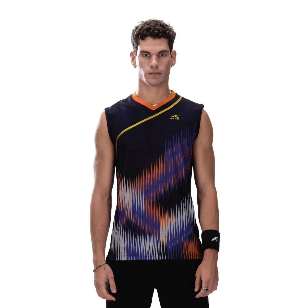 Hundred Badminton Ärmelloses T-Shirt - Marineblau/Orange