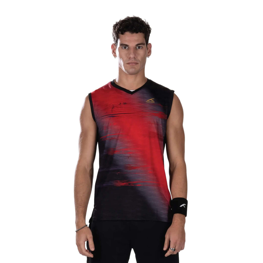 Hundred Badminton Ärmelloses T-Shirt - Schwarz/Rot